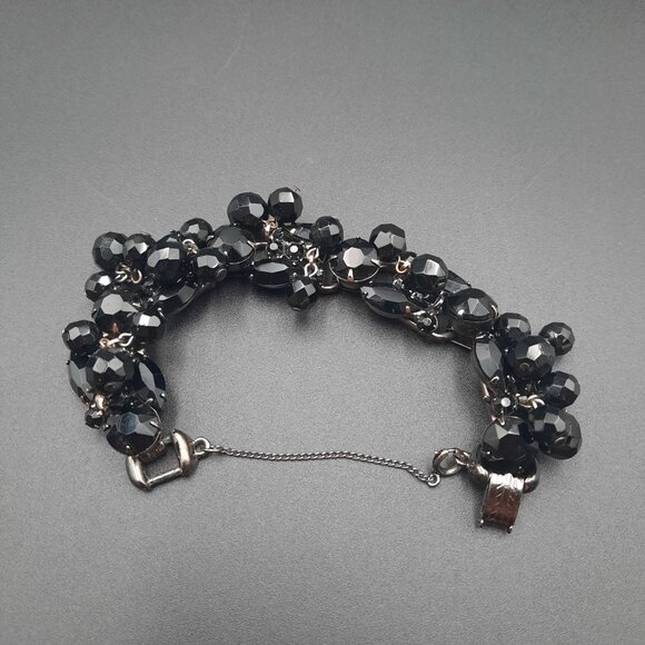 Vintage Julianna D&E Black Beaded Bracelet With Chain & Clasp - Picture 5 of 9